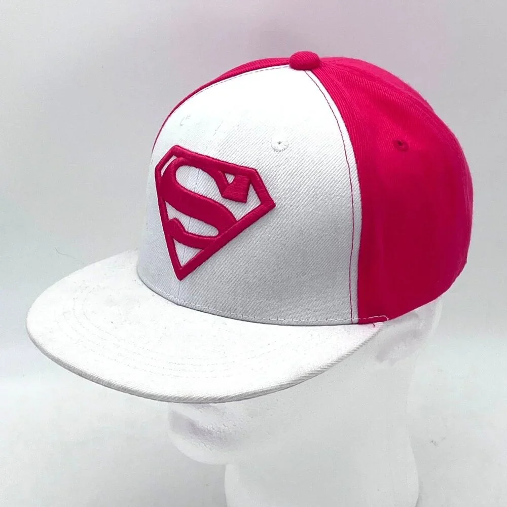 Supergirl Snapback Cap Hat Six Flags Exclusive Pink & White DC Comics Superhero - Picture 4 of 13